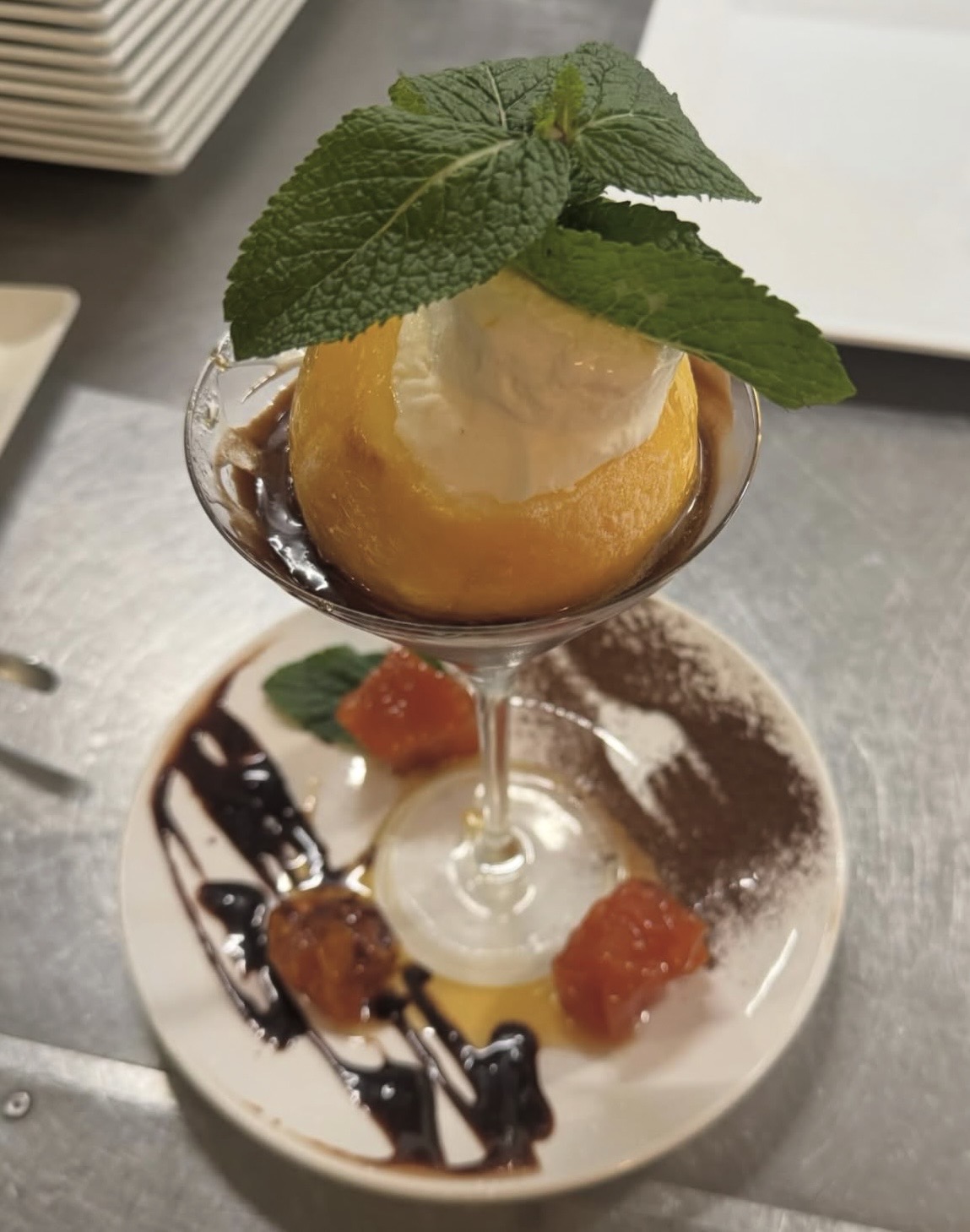 Zitronensorbet mit Minze