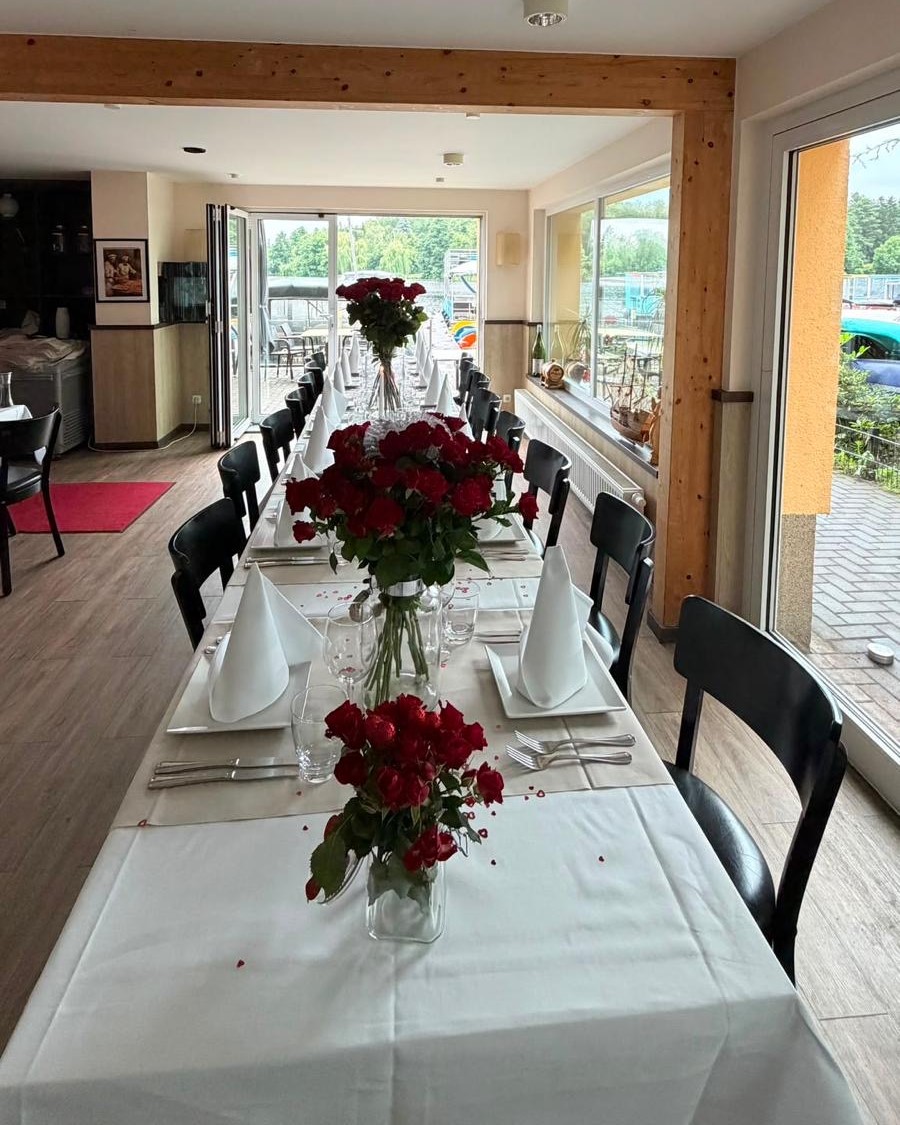 Trattoria di Mare interior with waterfront view